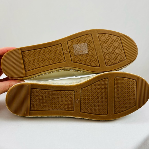 Tory Burch Ivory/Black Benton Color Block Espadrille Jute Nappa Leather - Picture 7 of 10